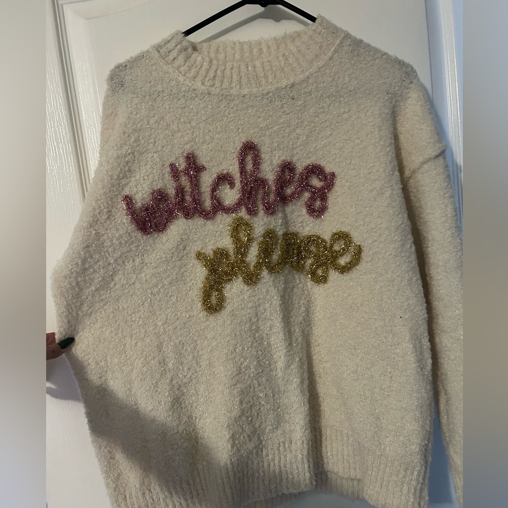 Free with purchase NWOT Oversized Sparkly Witch Please Knit Sweater